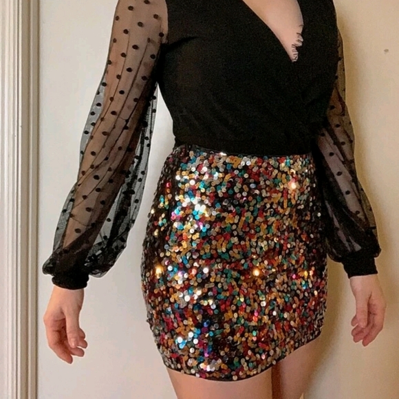 🌈 Colorful rainbow colored sequin skirt🌈 - Picture 7 of 8